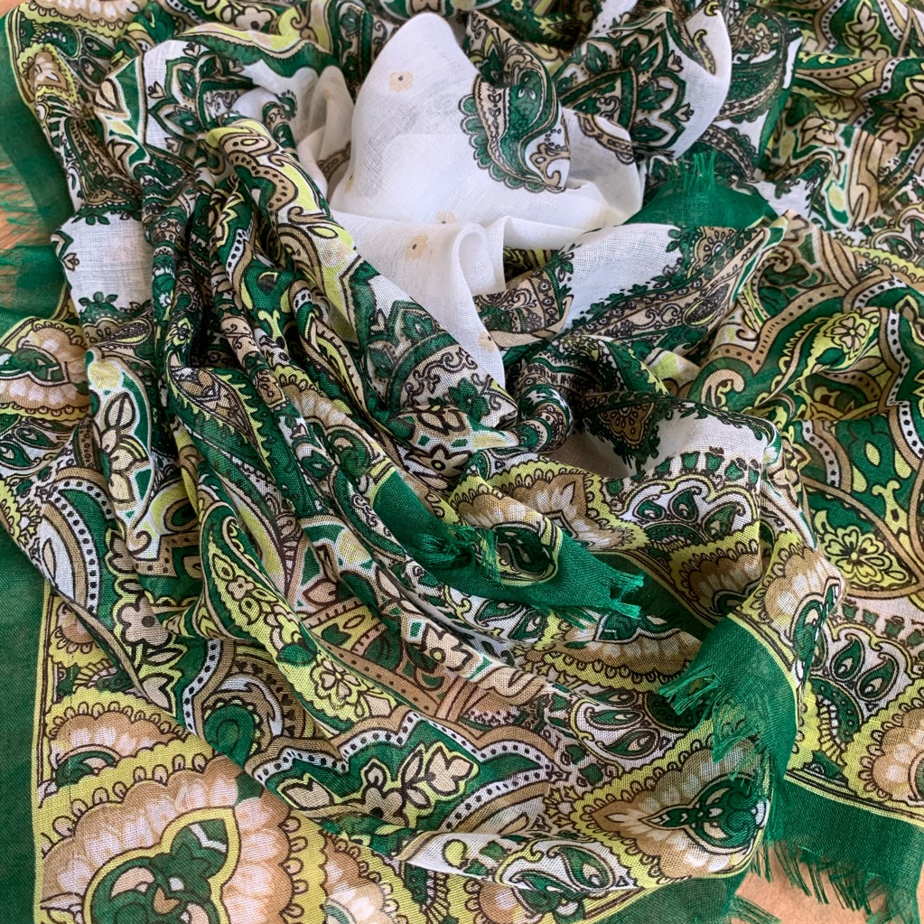 Green Pattern Square Scarf